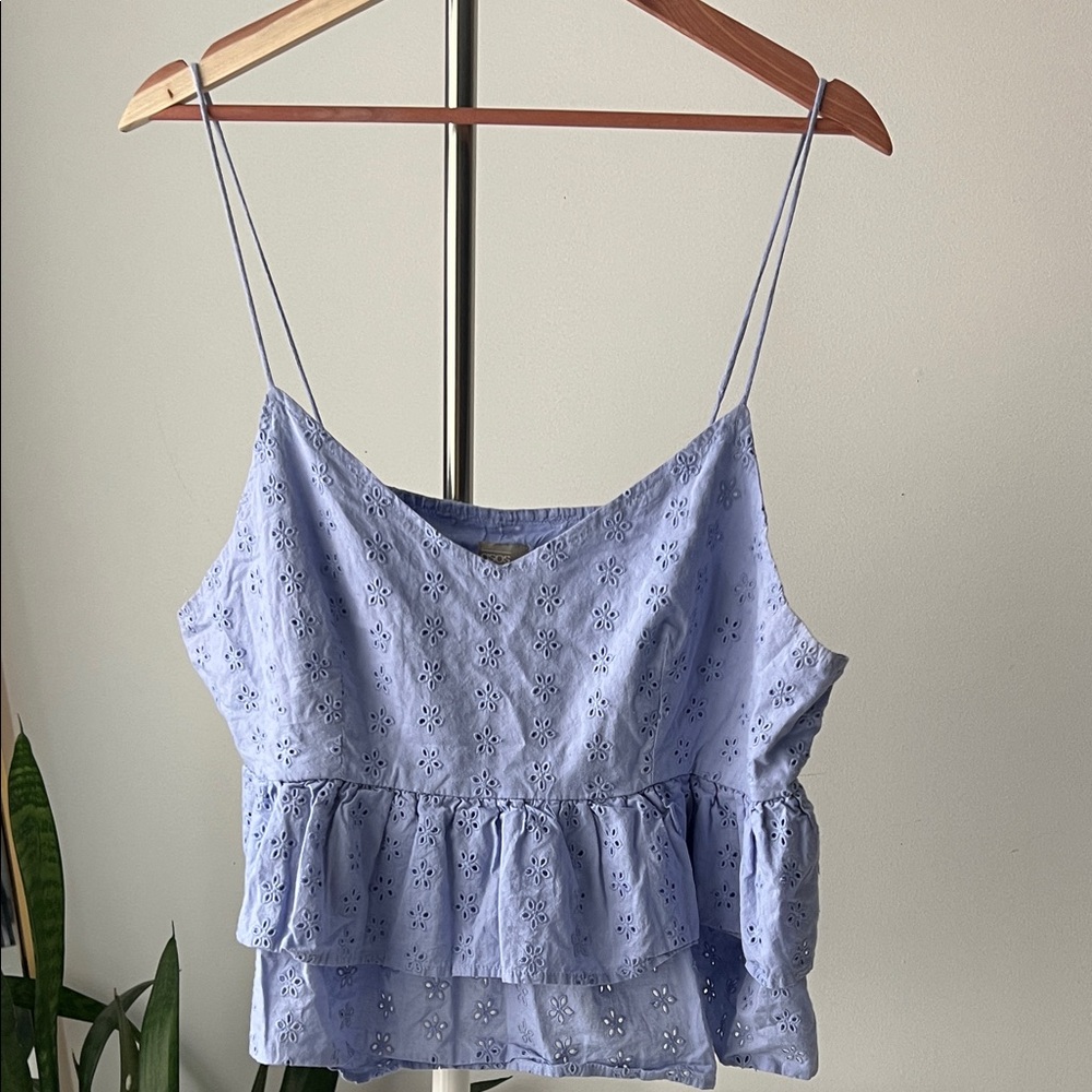 ASOS periwinkle Light Blue purple Eyelet Ruffle Camisole 14